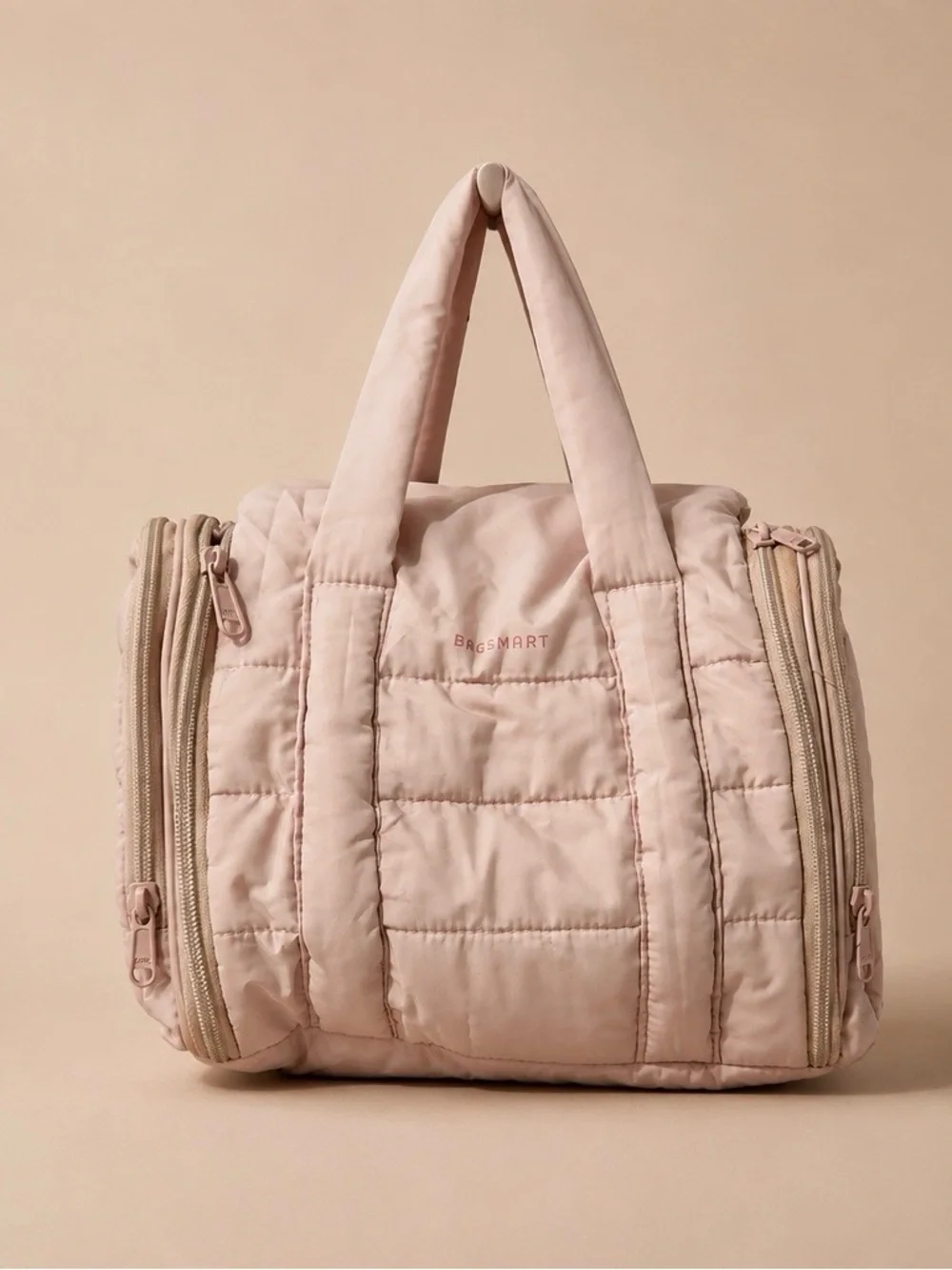 BAGSMART Quilted Pink Cosmetic Carryall